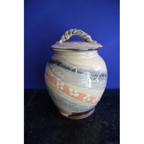 641 - Studio Art, Hand Painted Glazed Lidded Pot