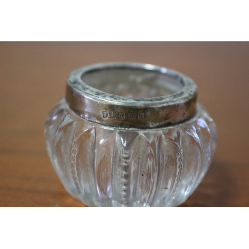 19 - Hallmarked Silver Rim Glass/Pot