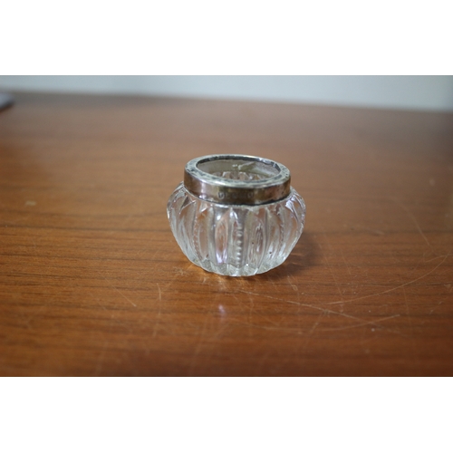 19 - Hallmarked Silver Rim Glass/Pot