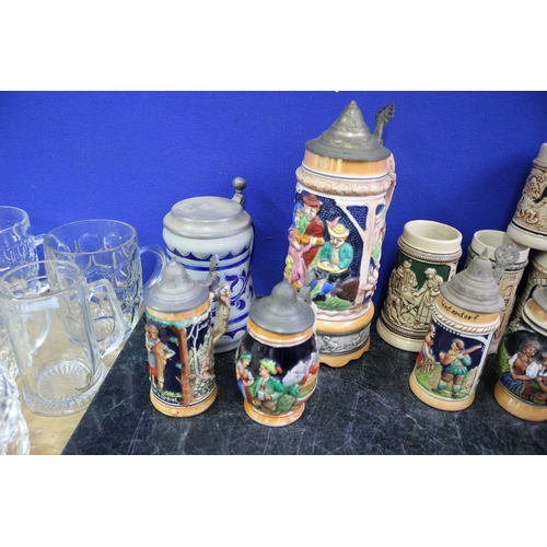 50 - Selection of Tankards and Glass Items Including Musical