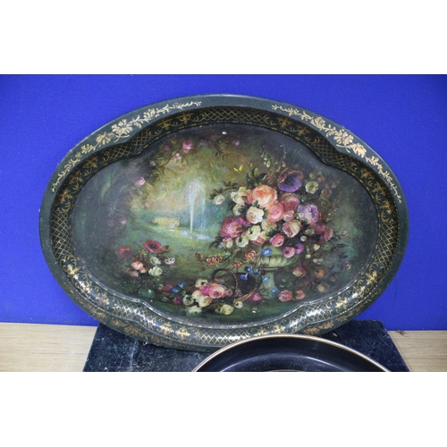 57 - 2 Vintage Trays, 1 Chatsworth Derbyshire and 1 Japanese