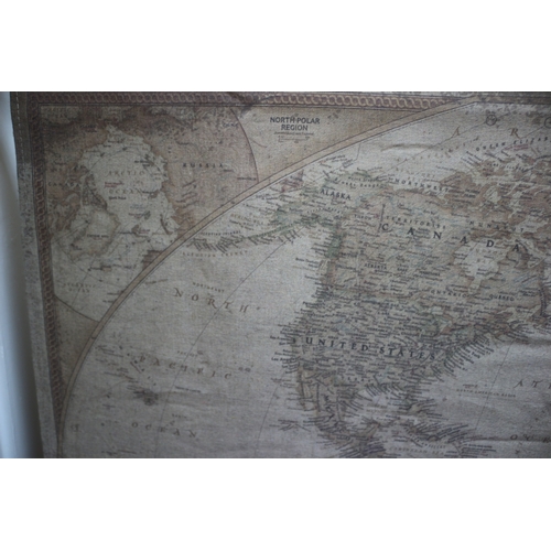 60 - Large Vintage Hanging Canvas Map, size not including brackets is 113cm Wide