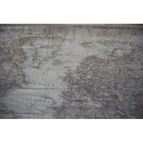 60 - Large Vintage Hanging Canvas Map, size not including brackets is 113cm Wide