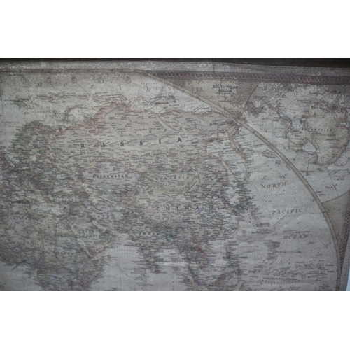 60 - Large Vintage Hanging Canvas Map, size not including brackets is 113cm Wide