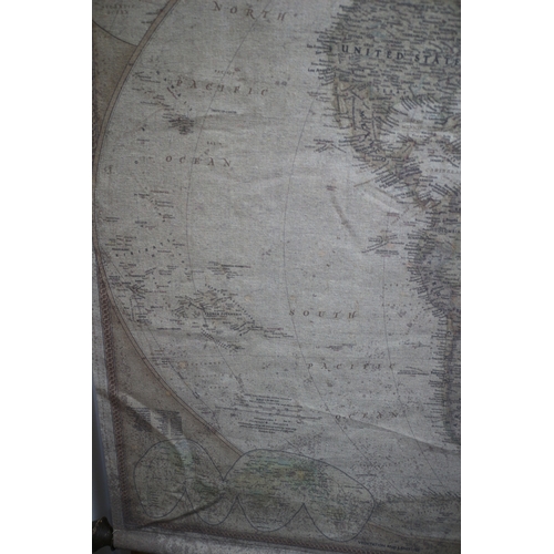 60 - Large Vintage Hanging Canvas Map, size not including brackets is 113cm Wide