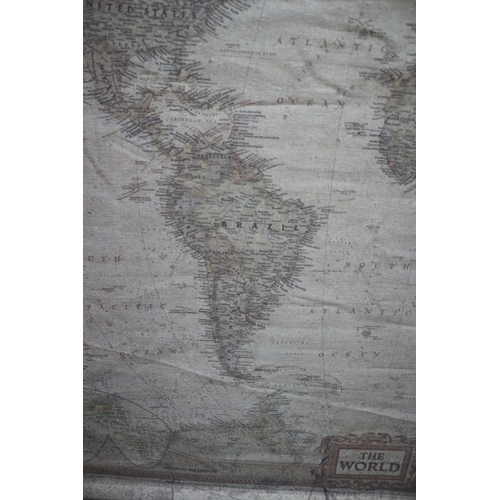 60 - Large Vintage Hanging Canvas Map, size not including brackets is 113cm Wide