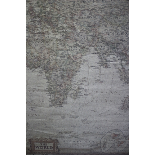 60 - Large Vintage Hanging Canvas Map, size not including brackets is 113cm Wide