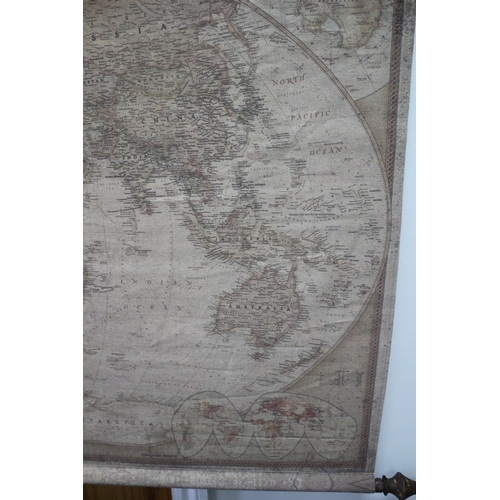 60 - Large Vintage Hanging Canvas Map, size not including brackets is 113cm Wide