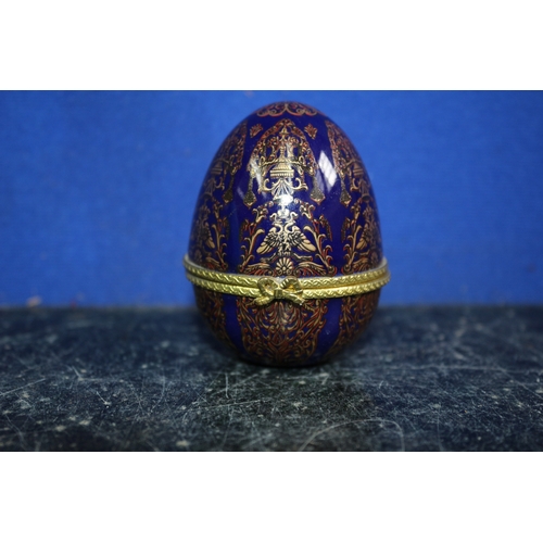 93 - Hand Painted Trinket Egg, 8cm Tall