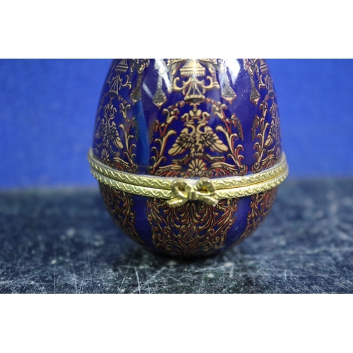 93 - Hand Painted Trinket Egg, 8cm Tall