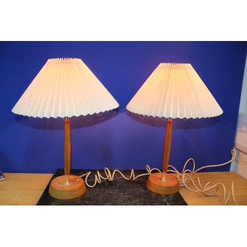 111 - Pair of Mid Century Wooden/Metal Lamps, Working