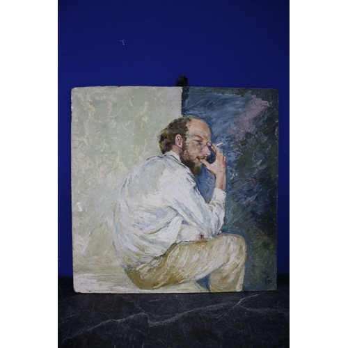 117 - Original Oil on Board, Believed To Be Of John Thornley Self Portrait, 35.5 x 33.5 CM