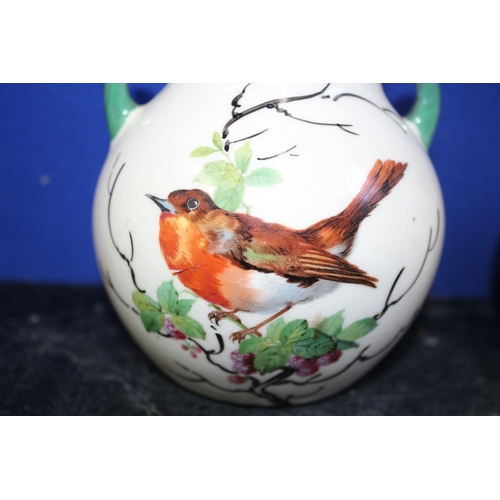 123 - Pair of Hand Painted Bird Urns, 11.5cm Tall