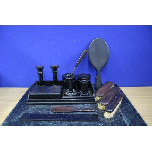 136 - Ebony Desk and Dressing Set