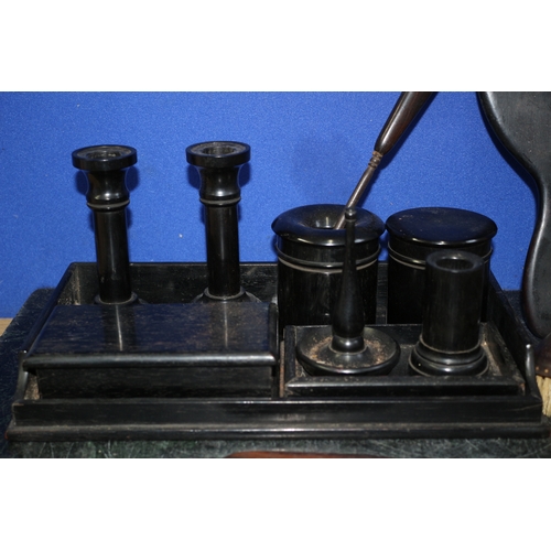 136 - Ebony Desk and Dressing Set