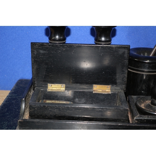 136 - Ebony Desk and Dressing Set