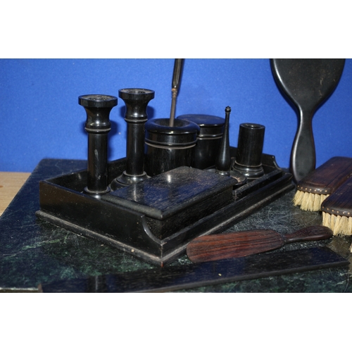 136 - Ebony Desk and Dressing Set