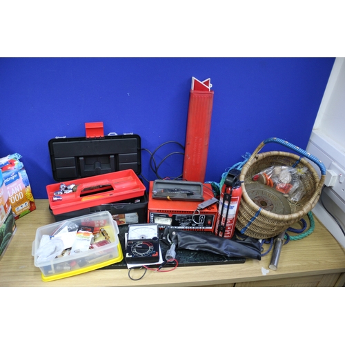 139 - Selection of Car Items/Tools Including Socket Set, Volt Meter, Battery Charger, Triangle, Rope etc