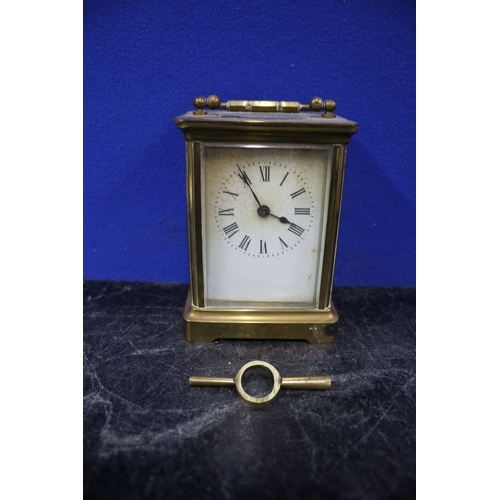 145 - Brass Mantle Clock with Key