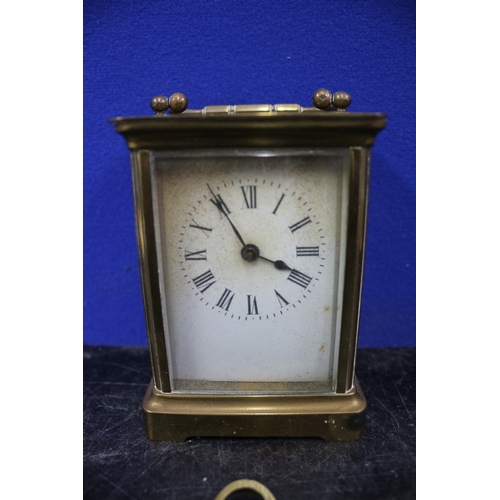 145 - Brass Mantle Clock with Key