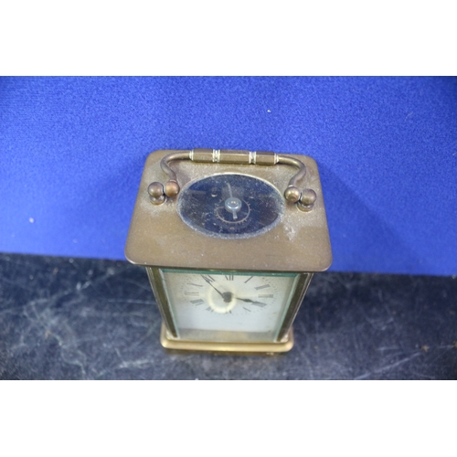 145 - Brass Mantle Clock with Key