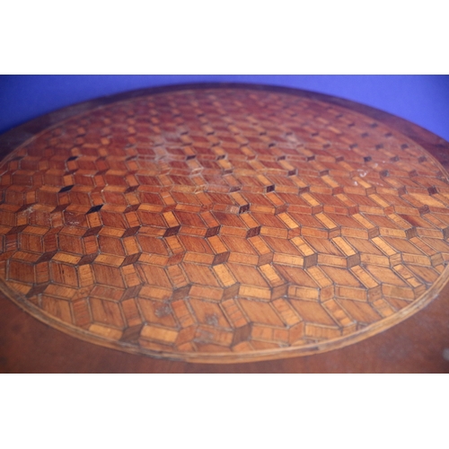 153 - Inlaid Wooden Top Table with Twist Shaft