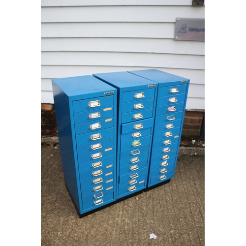 154 - x3 Bisley Metal 12 Drawer Units