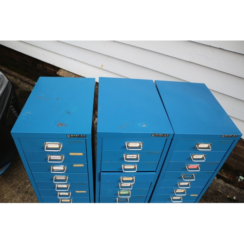 154 - x3 Bisley Metal 12 Drawer Units