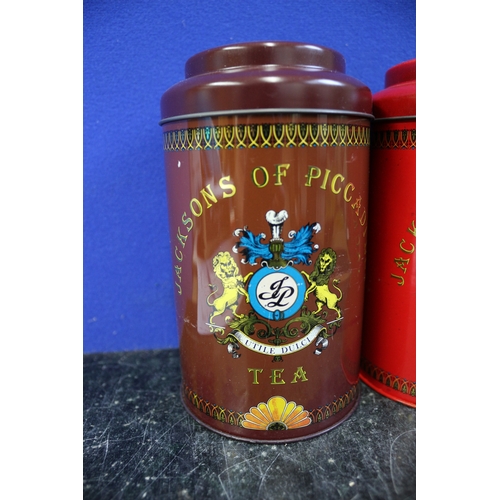 3 - 2 Jacksons of Piccadilly Tins, 16cm Tall