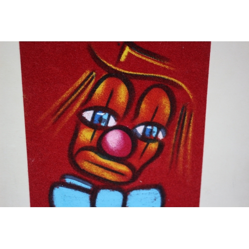 4 - 2x Acrylic on Felt Clown Pictures, Signed in Pen, 27 x 56 CM Each