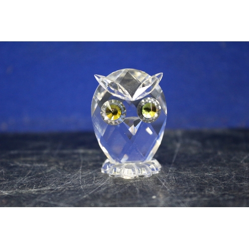 47 - Swarovski Owl With Yellow Eyes, 3.5cm Tall