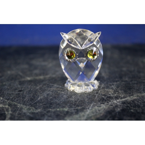 47 - Swarovski Owl With Yellow Eyes, 3.5cm Tall