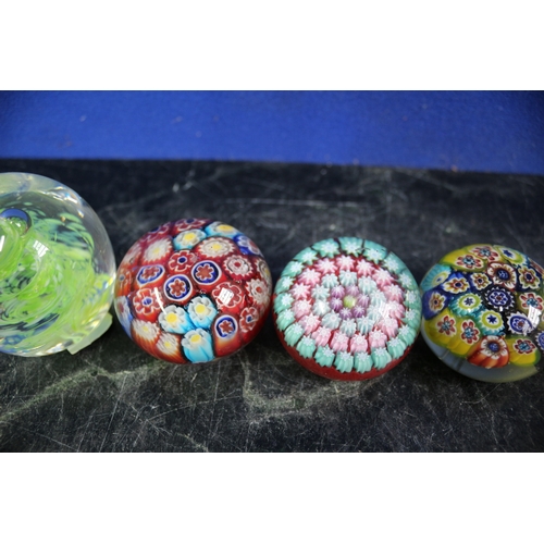 67 - 5 Glass Paperweights, 4 are Possibly Scottish, 1 Jerpoint