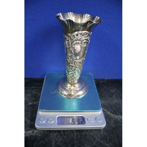 72 - Hallmarked Silver Nicely Detailed Vase, 59.2g, 12.5cm Tall