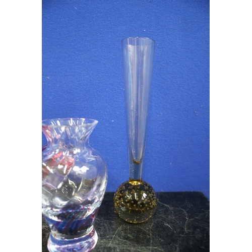 73 - x4 Coloured Glass Vases Plus Bohemia Bowl, Tallest is 24cm