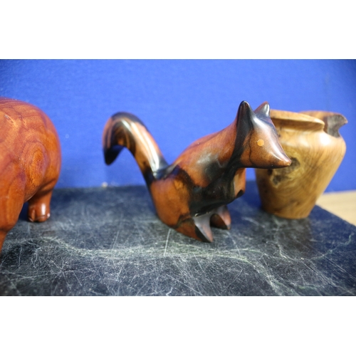 74 - 5 x Wooden Items Including Carved Elephant