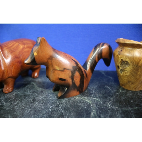 74 - 5 x Wooden Items Including Carved Elephant