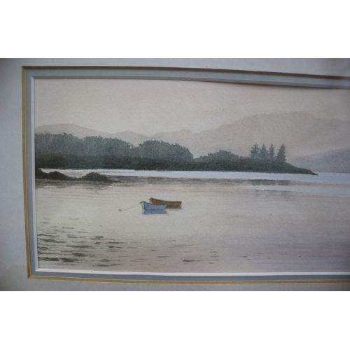 86 - Signed G. Richards Watercolour of Lake Scene, 38 x 28 cm