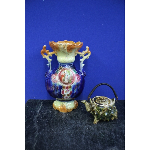 9 - Small Shell Design Design Tea Pot, A G Harley Jones,  Plus 1907-1937 Earthenware Vase,