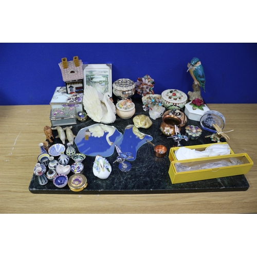 95 - Mixed Lot of Sundries including Pots, Swan Figure, Boxed etc