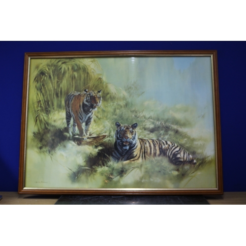 96 - Large Print of Tigers, Signed Leonard Pearmen, 74 x 54cm