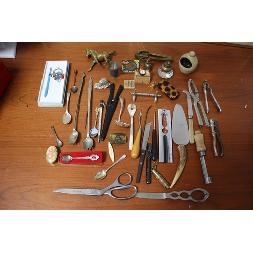 155 - Mixed Lot Including Brass Horse, Singer Scissors, Leather Tools etc.