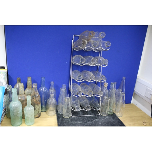 175 - Metal Milk Bottle Stand (Holds 15 Bottles) Plus a Selection of Local Milk Bottles