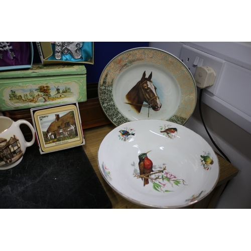 203 - Large Mixed Lot Including Graduated Jugs, Bird Footed Bowl, Lamp Etc