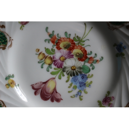 224 - Early 20th Century Dresden Hand Painted Plate with Floral Design, 14.5cm Diameter