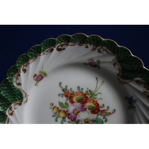 224 - Early 20th Century Dresden Hand Painted Plate with Floral Design, 14.5cm Diameter