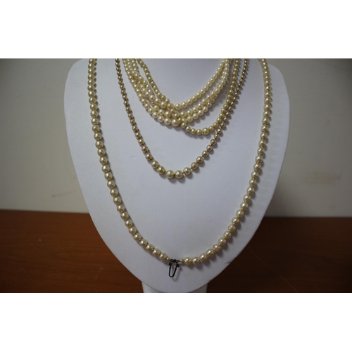 249 - Large Selection of Pearl Necklaces, Including Silver Clasp x6