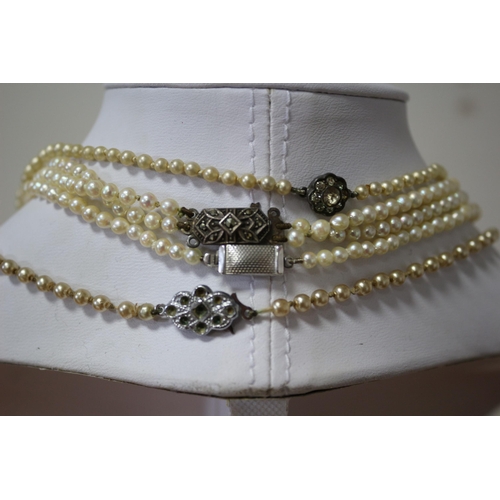 249 - Large Selection of Pearl Necklaces, Including Silver Clasp x6