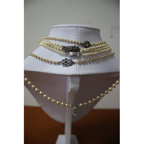 249 - Large Selection of Pearl Necklaces, Including Silver Clasp x6