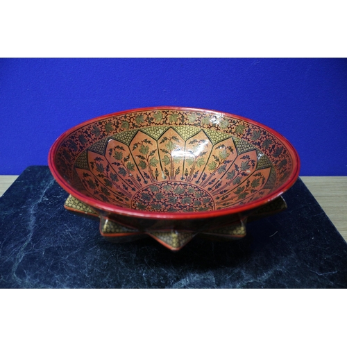 11 - Russian Paper Mache, Hand Painted Bowl, 30cm across